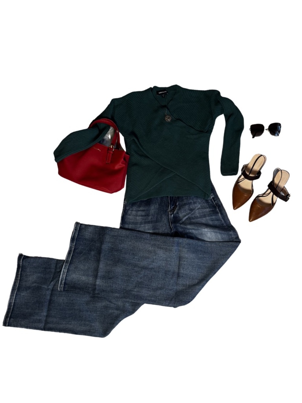 Express Green Knit Sweater